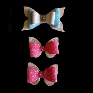 3 bows hair clip mermaid tail and butterfly